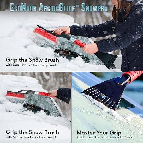 27" Snow Brush & Ice Scraper for Car Windshield with Foam Grip (Red)