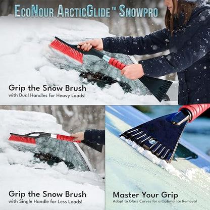 27" Snow Brush & Ice Scraper for Car Windshield with Foam Grip (Red)