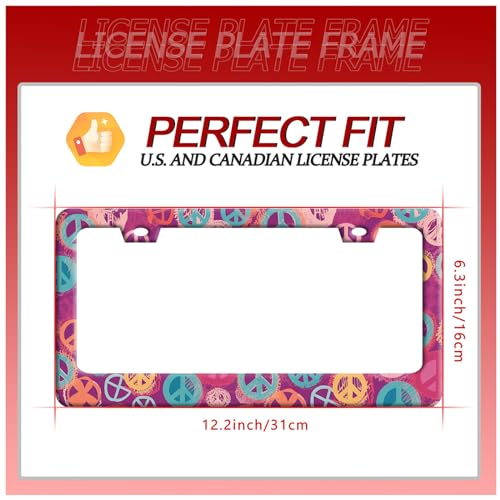 Groovy Hippie Peace Sign Stainless Steel License Plate Frame for US Cars (Groovy Hippie Peace Sign)