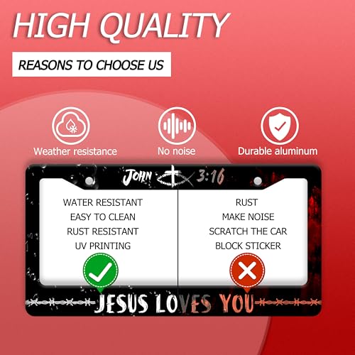 John 3 16 Jesus Loves You Stainless Steel License Plate Frame for US Cars (Jesus Loves You)