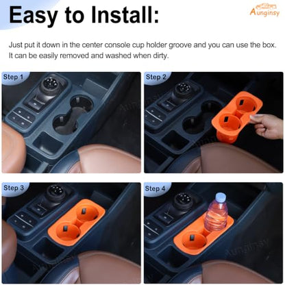 Center Console Cup Holder Protector Compatible with Ford Maverick 2022 (Orange)