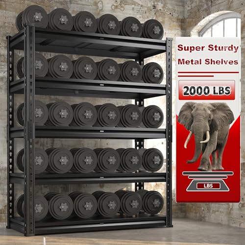 72.1" H Garage Shelving 2000LBS Storage Shelves Heavy Duty Metal Shelving 5 Tier Garage Storage Shelves for Commercial Warehouse Pantry Kitchen 72.1" H x 40.1" W x 18.1" D (40.1" W x 72.1" H x 18.1" D)