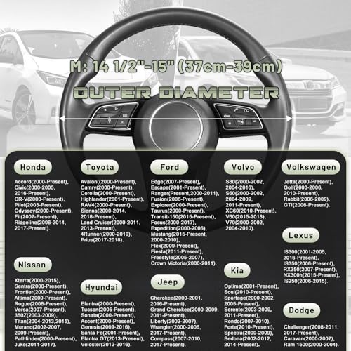 Steering Wheel Cover 14.5 (Standard size[14 1/2''-15''] / Black and Pastel Green)