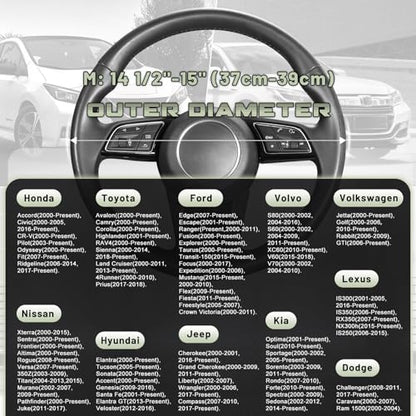 Steering Wheel Cover 14.5 (Standard size[14 1/2''-15''] / Black and Pastel Green)