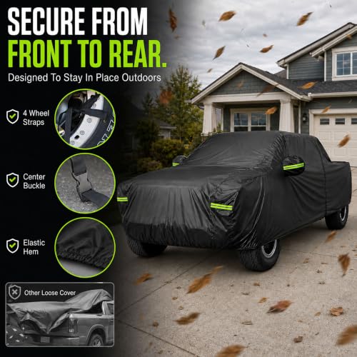 Waterproof Pickup Truck Cover (Black / Fit for Truck Length 230"-242")