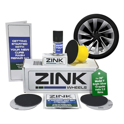 Premium Tesla Wheel Curb Rash Repair Kit for Model Y 20 (Tesla Model Y / 20" Bright Silver Helix 2.0)