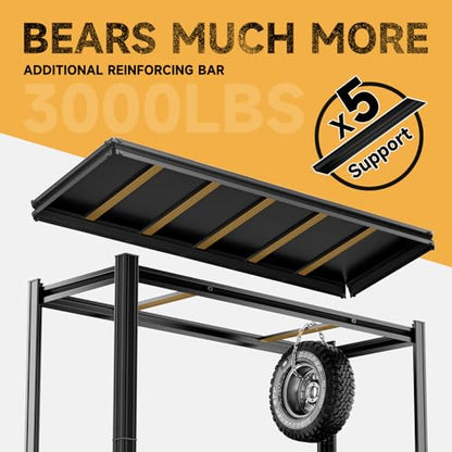 5 Tier 60" W x 20" D x 72" H Garage Shelving Metal Storage Rack 3000LBS Garage Shelving Heavy Duty Adjustable Storage Shelves Unit for Industrial Warehouse Basement Utility Shelf (Black-hidden Hole / 60"W x 20"D x 72"H)