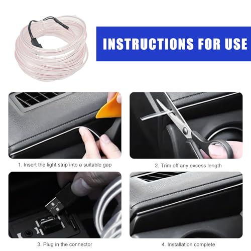 EL Wire Interior Car LED Strip Lights (White)