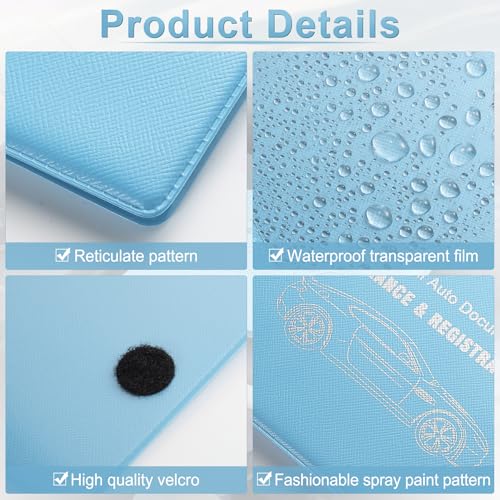 Car Registration and Insurance Card Holder (Mesh Texture Light blue)