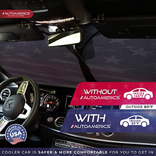 Truck Windshield Sun Shade with Storage Pouch & Anti (USA ART FLAG-2 / X-LARGE = 66 x 36 inches)