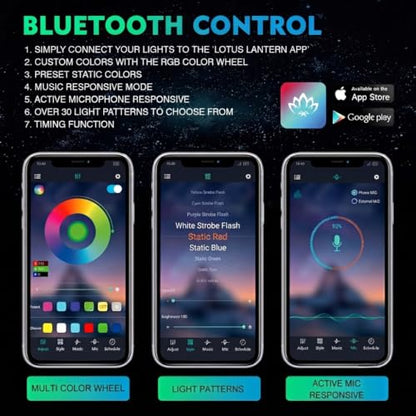 18 LED Rock Lights 10 Pods Wide Angle Bluetooth Wheel Well Lights (10 Pods / Wide Housing)