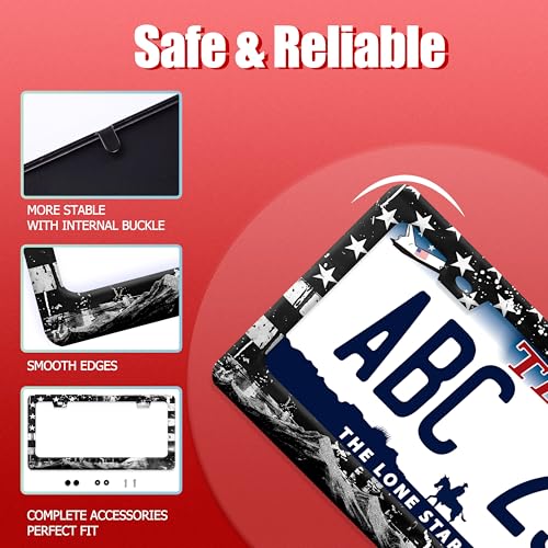 American Flag Eagle Mountains License Plate Frame Funny License Holder (American Flag Eagle Mountains)