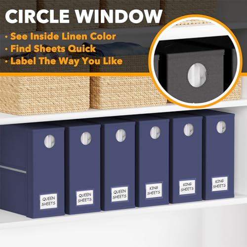 6 Pack Bed Sheet Organizers and Storage (6 Pack / Navy Blue)