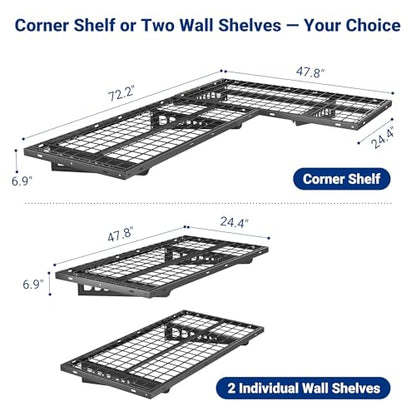 2 Pack 2x4ft Corner Wall Shelving Garage Storage Rack (Black / 2pack-2x4ft)