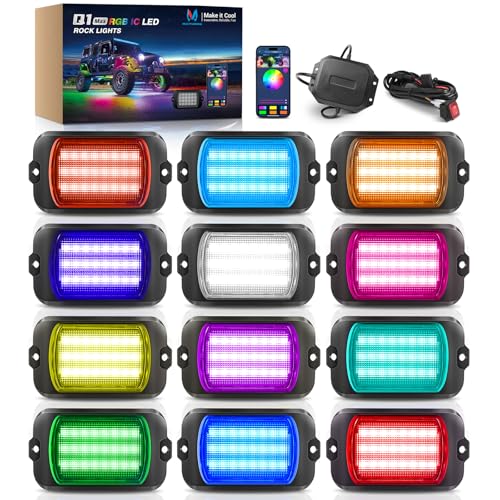 Q1 RGB+IC 12‑Pod Rock Lights for Trucks UTV with 288 Light Chips (rgb+ic 12 pods)