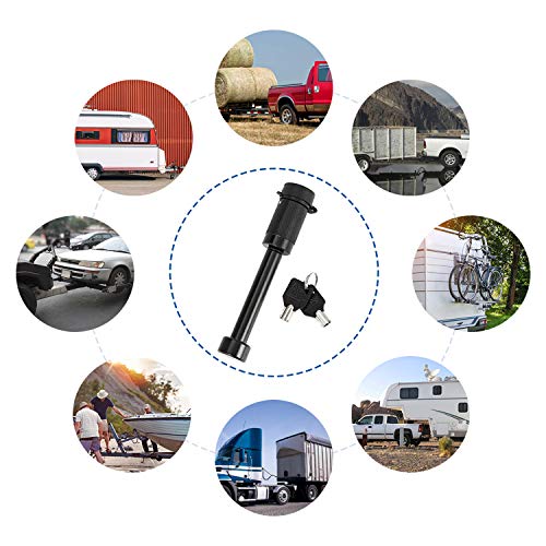 Trailer Hitch Locks Fits Class III IV 2" 2.5" Receiver (Black / 2 Pack)