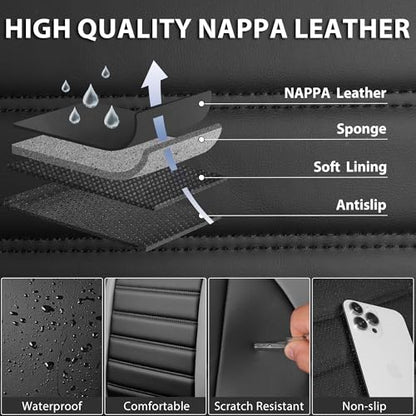 Nappa Leather Car Seat Covers Full Set (Black gray / Full Set)