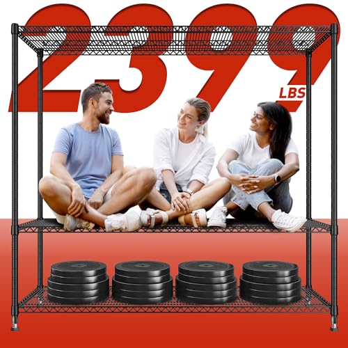 60''W Storage Shelves 2399LBS Metal Shelving Unit with Wheels & Feet (4-Tier,60" W X 65.5" H X 18" D)