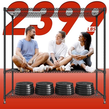60''W Storage Shelves 2399LBS Metal Shelving Unit with Wheels & Feet (4-Tier,60" W X 65.5" H X 18" D)