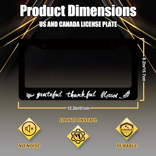 Thankful Grateful Blessed License Plate Frame Christianity License Holder (Thankful Grateful Blessed-2)
