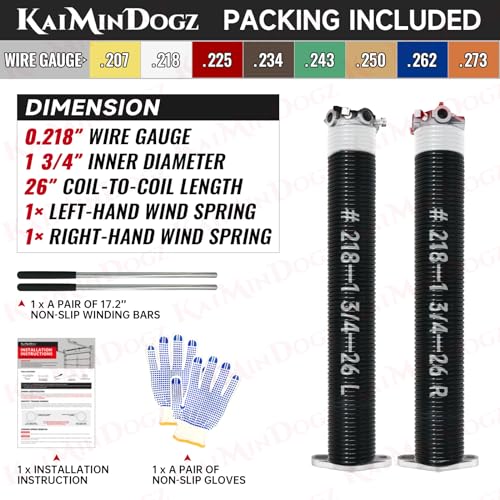 Pair of 1.75" Garage Door Torsion Springs Set with Non (0.218X1.75"X26")