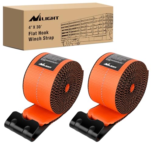 Truck Straps 4" x 30' Heavy Duty Tie Down with Flat Hooks (2Pcs 4in x 30ft Truck Straps Orange)