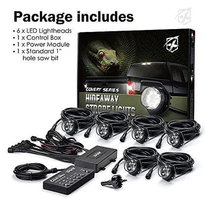 White Red LED Hideaway Strobe Lights Kit (White Red / 6 pcs)