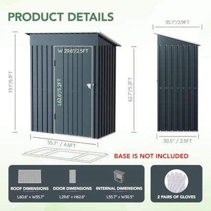 Vertical Outdoor Steel Storage Shed (5X3FT / NightBlue)