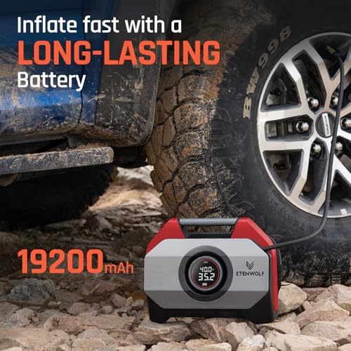 VORTEX S6 Tire Inflator Portable Air Compressor (Red / 19200 Mah)