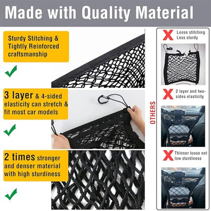 Dog Car Net Barrier with Mesh Organizer (11.7 in × 11.7 in)