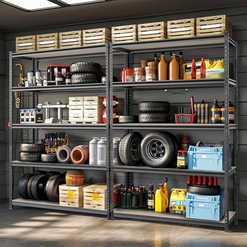 5 Tier Adjustable Metal Shelving (Black / 36"W x 18"D x 72"H)