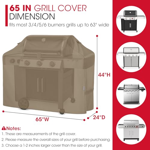 Grill Cover Heavy Duty Waterproof UV Proof (65 Inch)