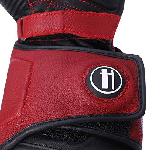 Unisex Leather Motorcycle Touch Gloves KM045 Oxblood (X-Large / Oxblood/Black)