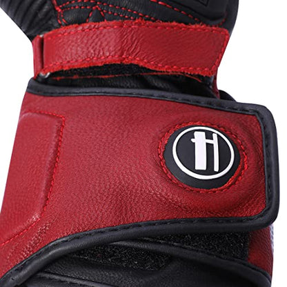Unisex Leather Motorcycle Touch Gloves KM045 Oxblood (X-Large / Oxblood/Black)