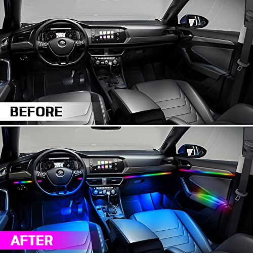 Dreamcolor Acrylic Interior Car Light 10 in 1 Automotive Ambient Light Kits with APP Control 16 Million Color 175 inches Fiber Optic Car LED Strip Light (dreamcolor 10 lights(one control box))