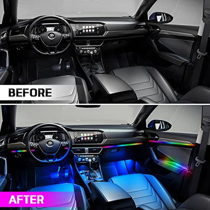 Dreamcolor Acrylic Interior Car Light 10 in 1 Automotive Ambient Light Kits with APP Control 16 Million Color 175 inches Fiber Optic Car LED Strip Light (dreamcolor 10 lights(one control box))