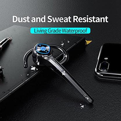 Wireless Bluetooth Earpiece Headphone Dual Noise Cancelling Mic Painless Open (Single Ear Black)