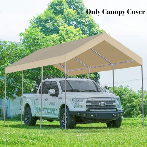 Rutile 10'x20' Carport Canopy ONLY Tent Garage Replacement Top Tarp Car Shelter Cover w (Beige)