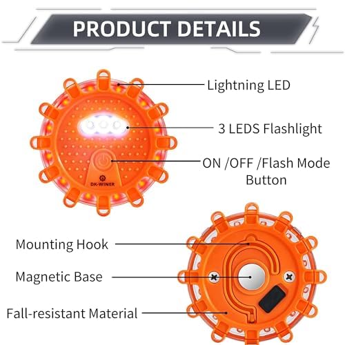 6 Pack LED Road Flares (6 Part Rechargeable)