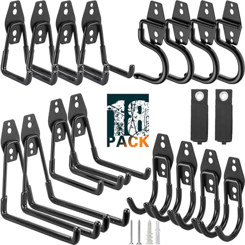 18 Pack Heavy Duty Garage Hooks (18 Pack / Black 18 pack)