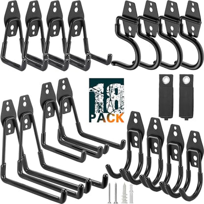 18 Pack Heavy Duty Garage Hooks (18 Pack / Black 18 pack)