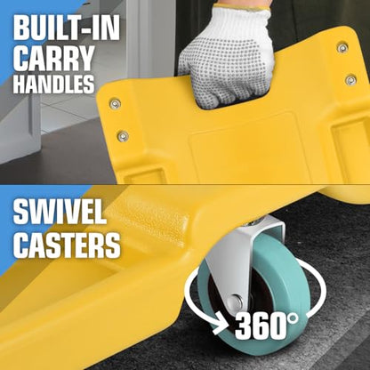40" L X 19" W Vehicle Repair Low Profile Plastic Rolling Garage Shop Creeper with Padded Headrest (Yellow / 40 Inches)