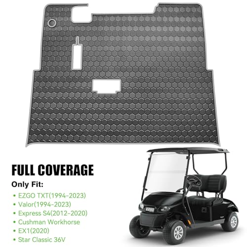 EZGO TXT Golf Cart Full Coverage Floor Liner Mat (Black Gray)