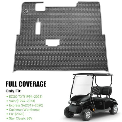 EZGO TXT Golf Cart Full Coverage Floor Liner Mat (Black Gray)