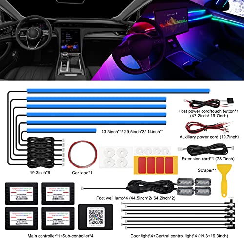 Acrylic Interior Car LED Strip Light with Wireless APP (RGB Kit - 18 in 1)