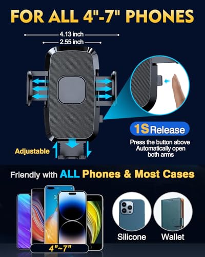 Military grade Construction] Phone Holders for Your Car【Upgraded Suction & Clip】Cell Smartphone Mount Universal Windshield Dashboard Vent Stand Truck Cradle for iPhone 17 Pro Max 16 15 Samsung