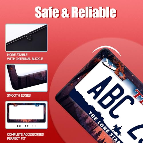 Night Starry Forest Stainless Steel License Plate Frame for US Cars Decor (Night Starry Forest)