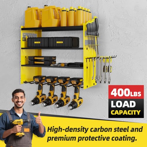 Power Tool Organizer Wall Mount with 4 (Yellow / 4-Drills Holders)