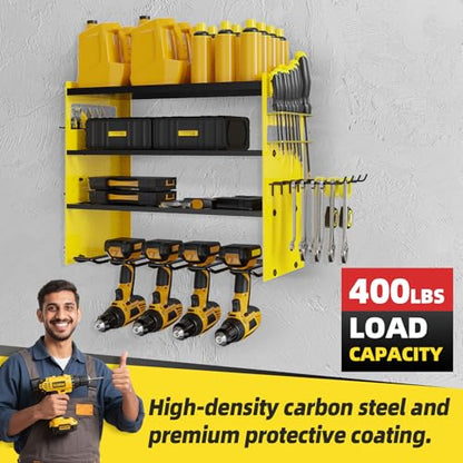 Power Tool Organizer Wall Mount with 4 (Yellow / 4-Drills Holders)