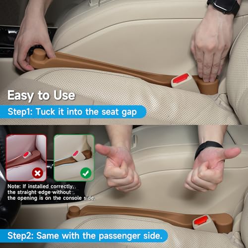 Car Seat Gap Filler Organizer 2Pack Soft Foam 3IN1 Multifunctional (Mocha Brown / Most Cars – Standard)
